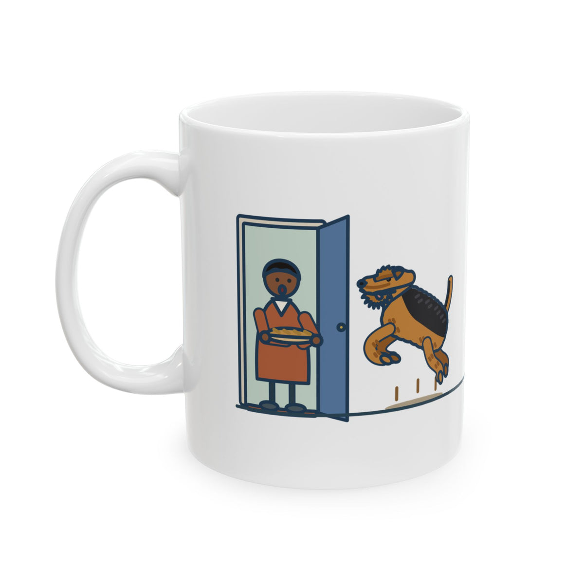 Airedale Terrier Coffee Mug 11oz - Front Door Boing, Funny Terrier Greeter Mug