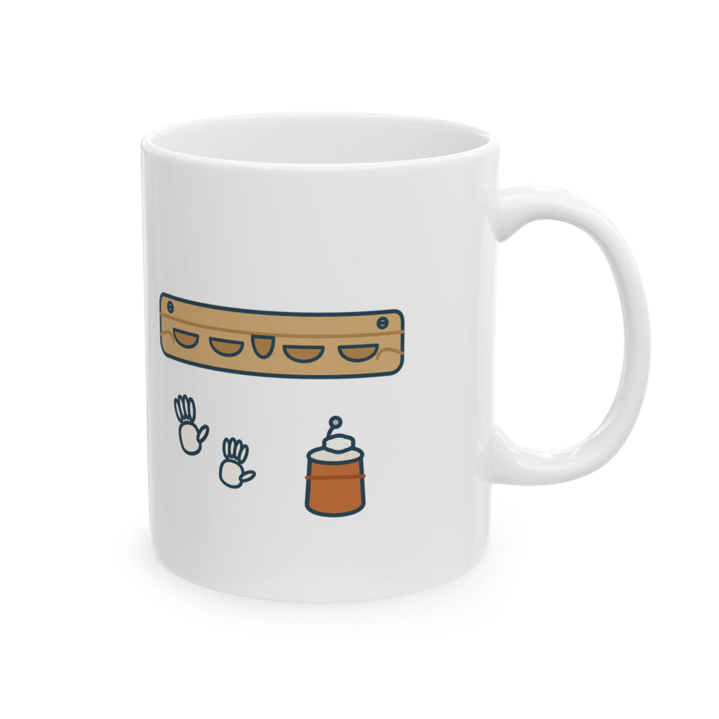 Rock Climbing Coffee Mug - Hangboard in the Kitchen Doorway. Landlord Unaware. Climber Mug