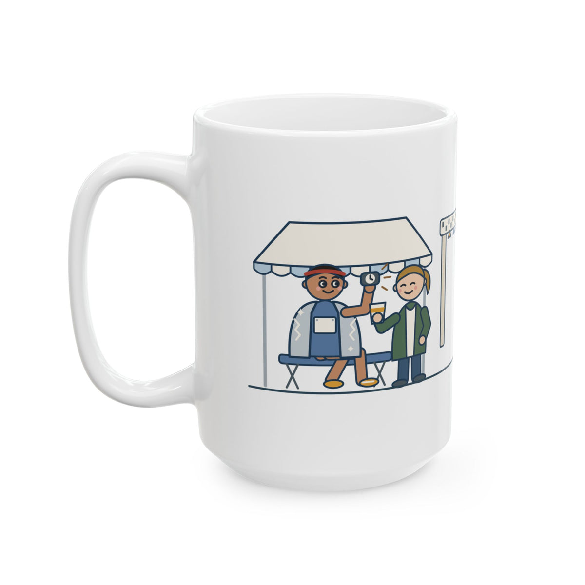 Large 15oz Marathon Medical Tent Nurse Mug - Runner Checks His Watch Race Day Nurse Gift