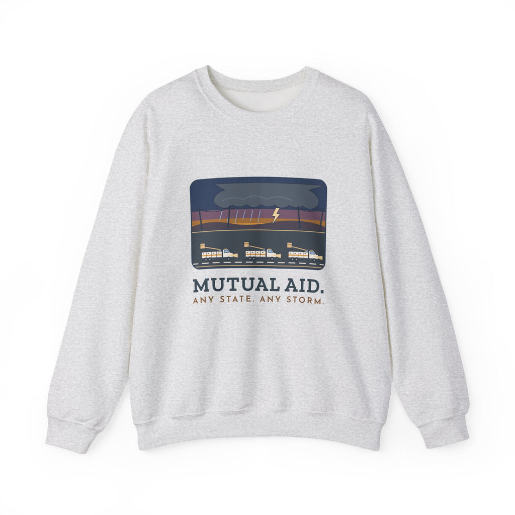 Lineworker Crewneck Sweatshirt - Mutual Aid. Any State. Any Storm. Gift