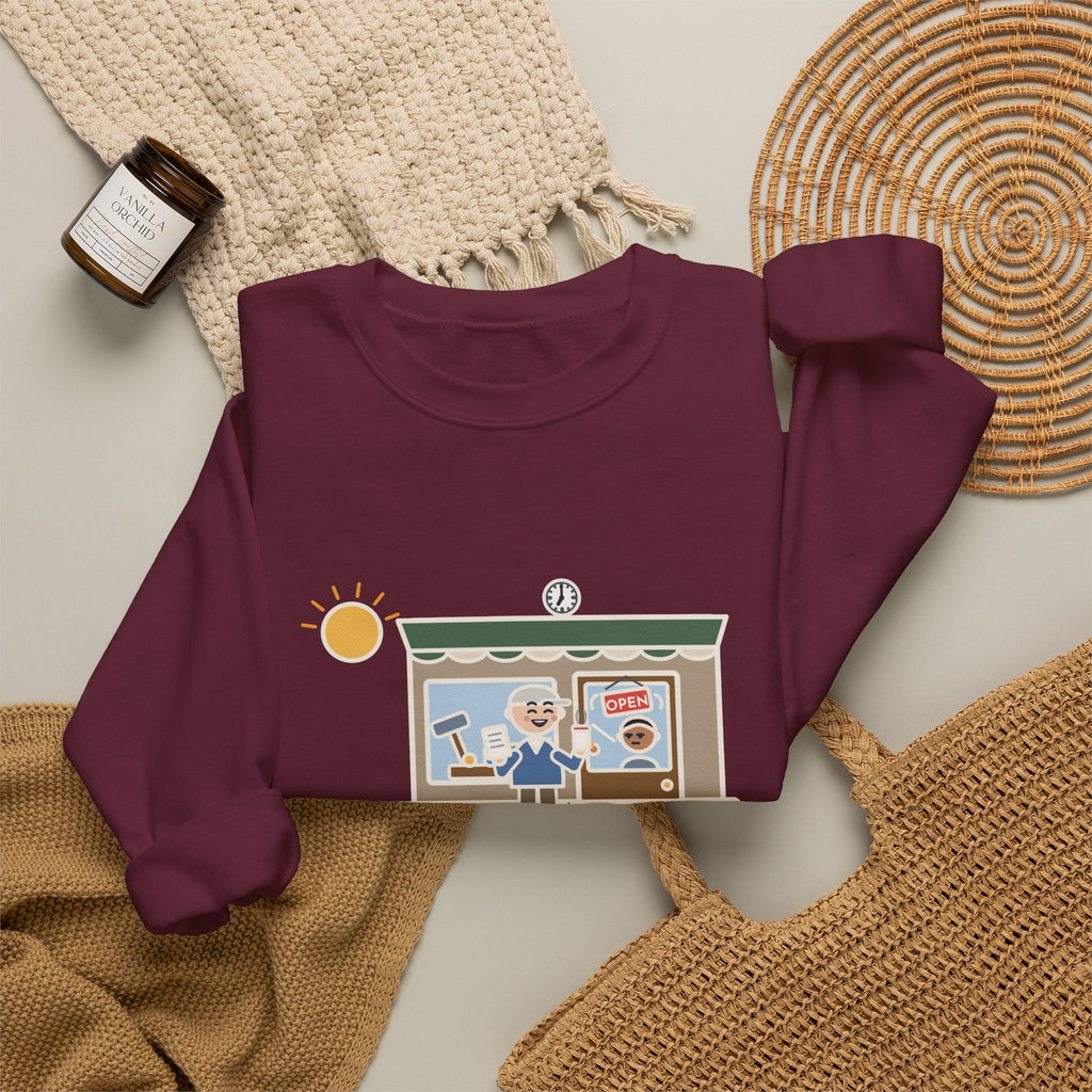 Retired, Still Up at 5:30 Sweatshirt, Funny Retired Crewneck with Hardware Store Dawn