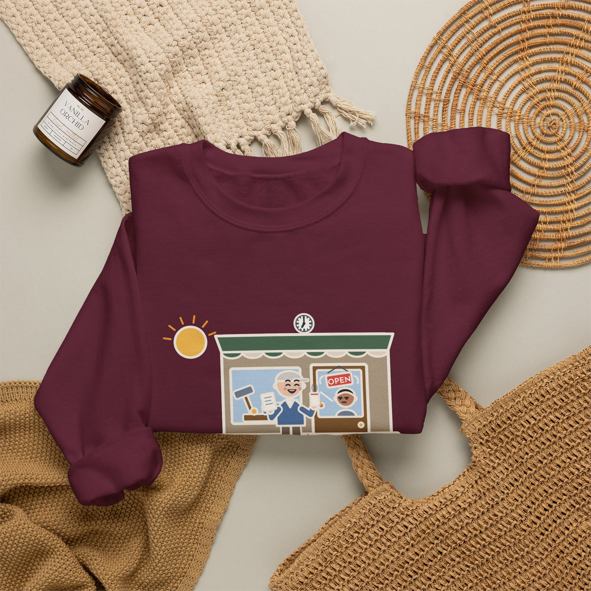 Retired, Still Up at 5:30 Sweatshirt, Funny Retired Crewneck with Hardware Store Dawn