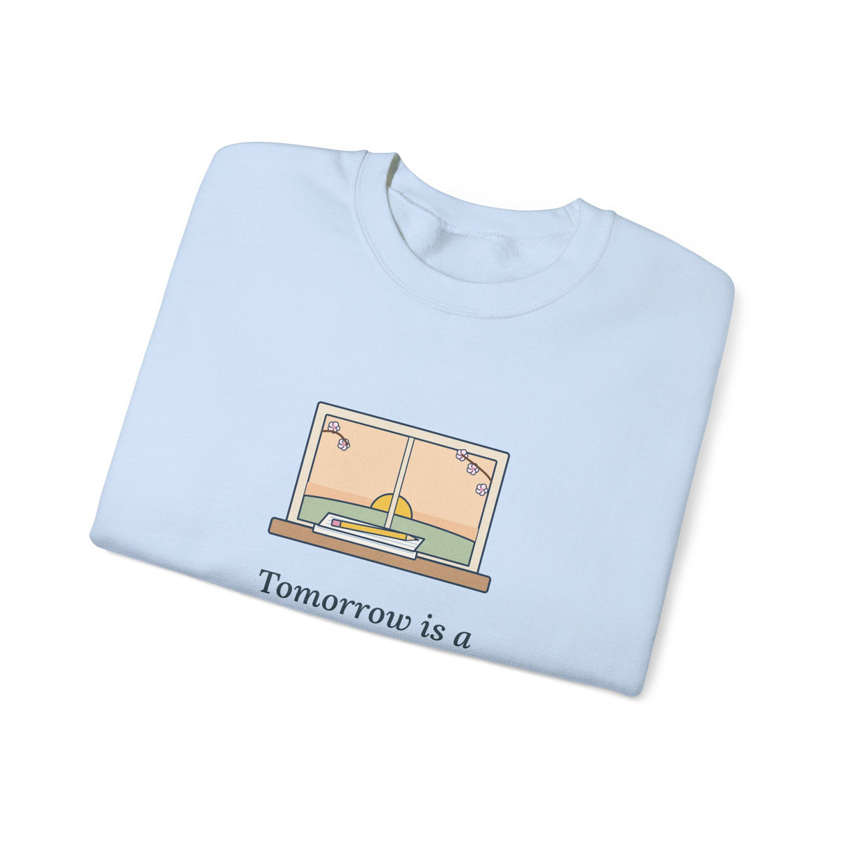 Tomorrow Is a New Day with No Mistakes in It Yet Sweatshirt, Encouragement Montgomery Quote Crewneck with Dawn Windowsill