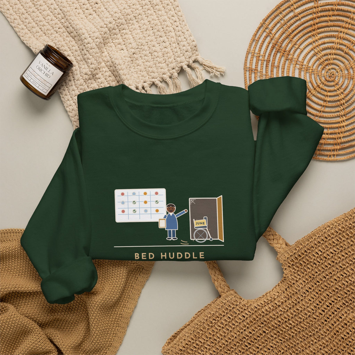 Bed Management Nurse Crewneck Sweatshirt - Three Beds and a Long-Lost Wheelchair