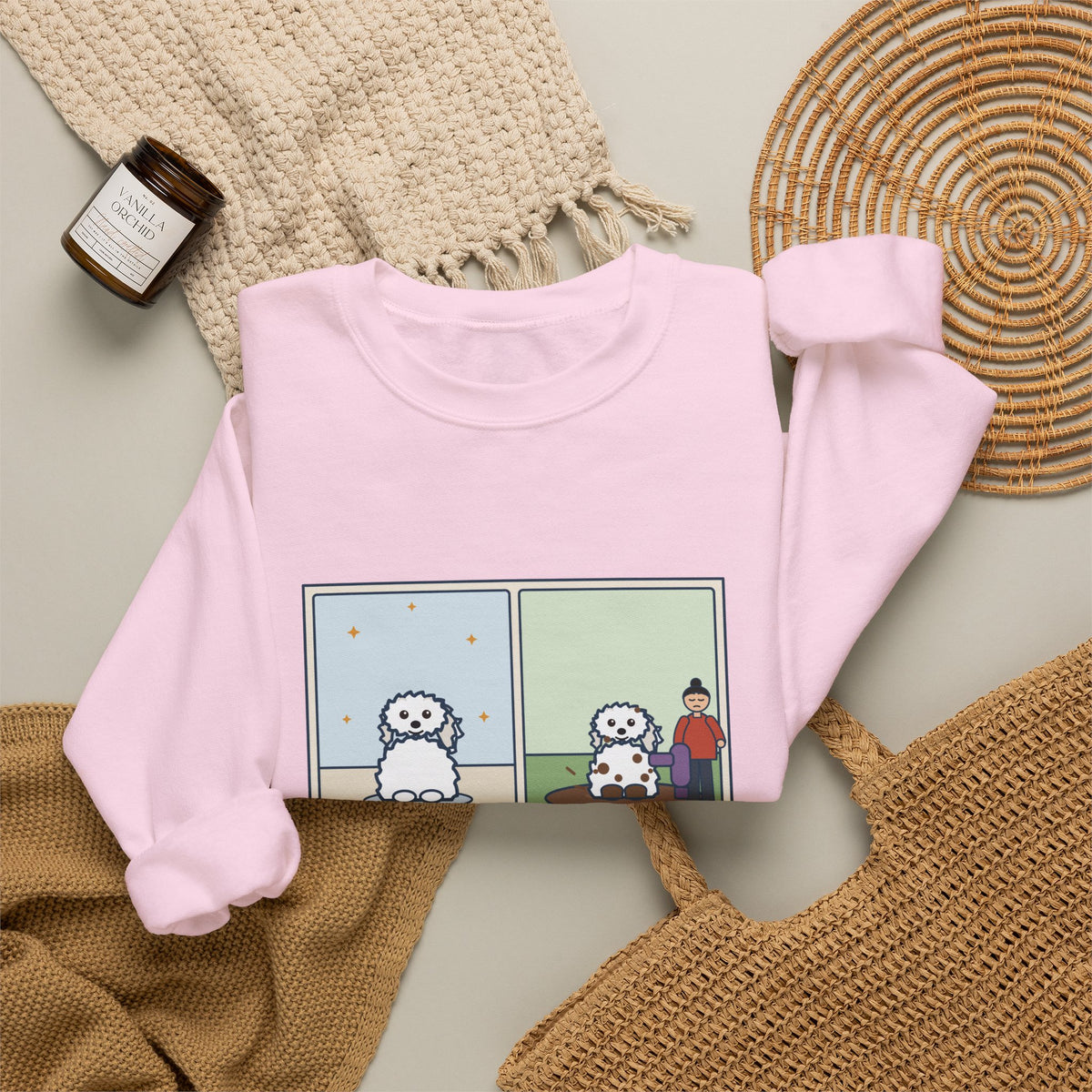 Coton de Tulear Sweatshirt, One Bath, One Blow-Dry, Then She Found the Mud, Funny Bath to Mud Crewneck