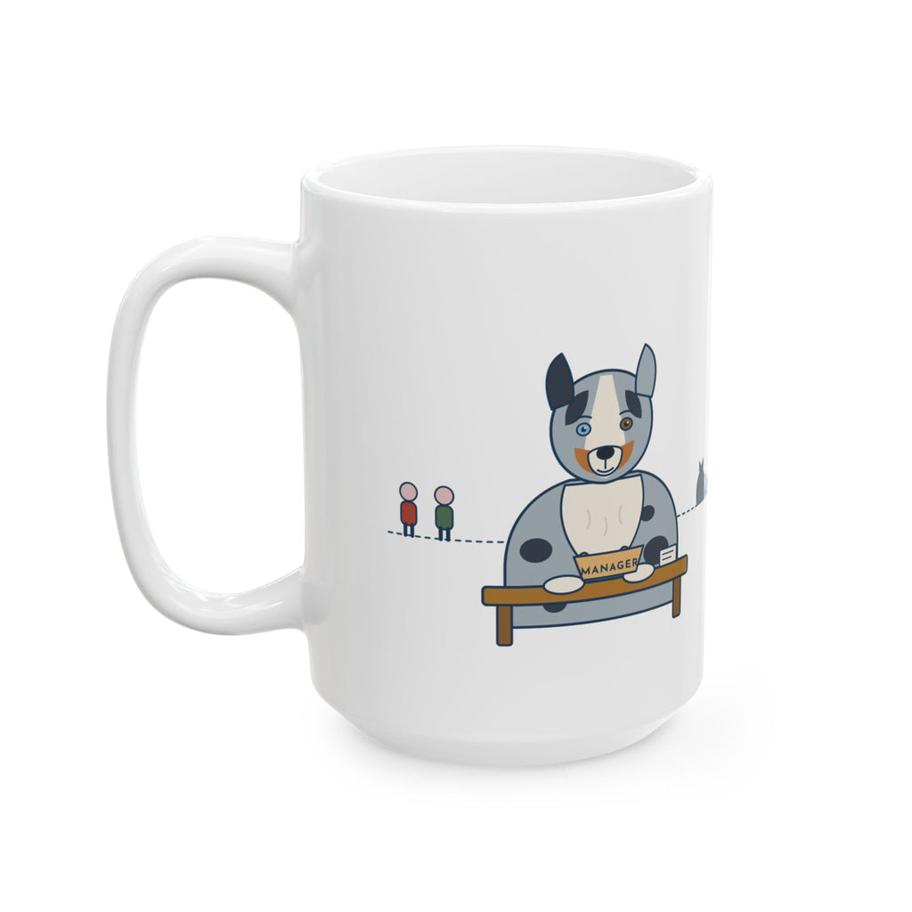 Large 15oz Australian Shepherd Mug - Gave Him a Job. He Promoted Himself.