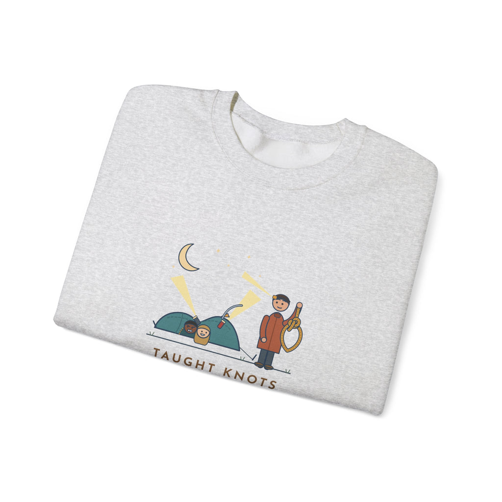 Outdoor Education Teacher Crewneck Sweatshirt - Knots for an Hour, Tent Fell at Midnight