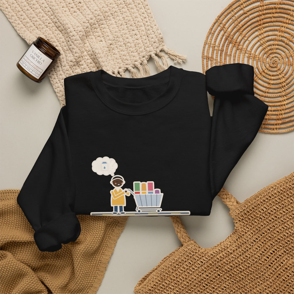 Grocery Run Sweatshirt, Went In for Milk, Came Out with a Cart Full of Snacks, Forgot the Milk, Funny Cart Full Crewneck