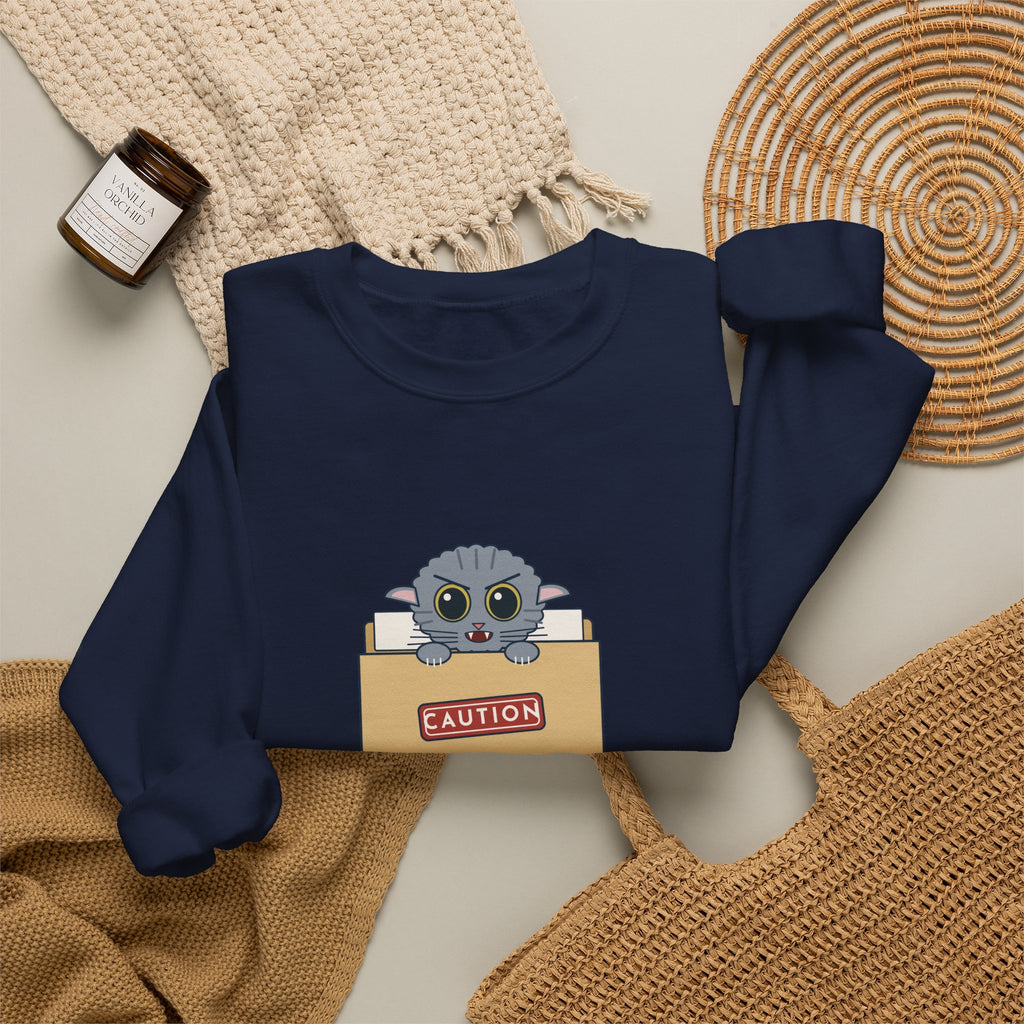 Veterinary Technician Crewneck Sweatshirt - The Chart Says CAUTION. The Cat Agrees.