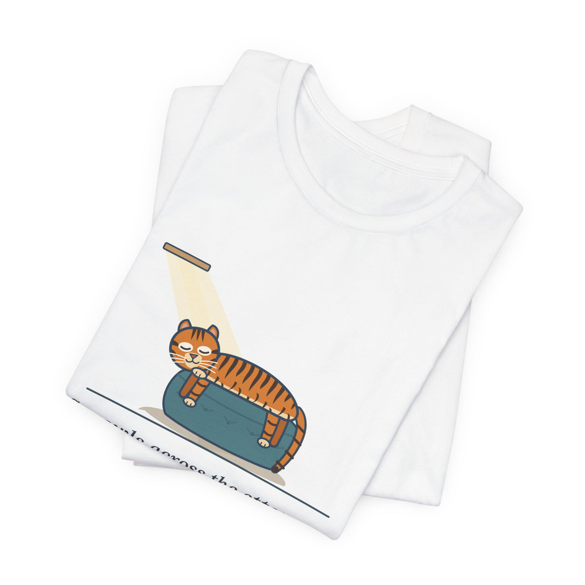Tiger-Striped Cat T-Shirt - Sprawls Across the Ottoman Like a Tiger on a Sun Rock Striped Cat Tee