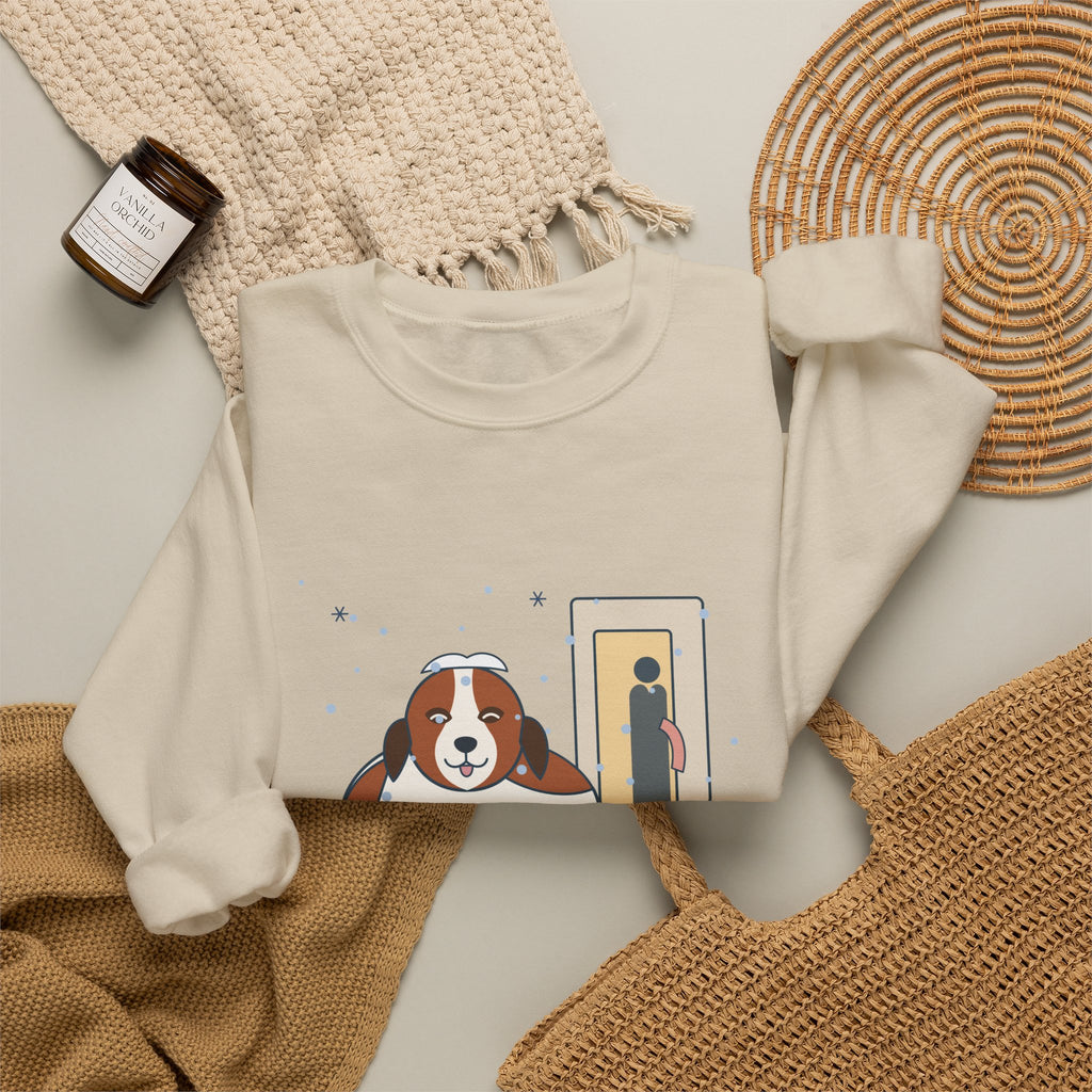 Saint Bernard Winter Crewneck Sweatshirt - Inside Dog Until the First Big Snow Big Dog Gift