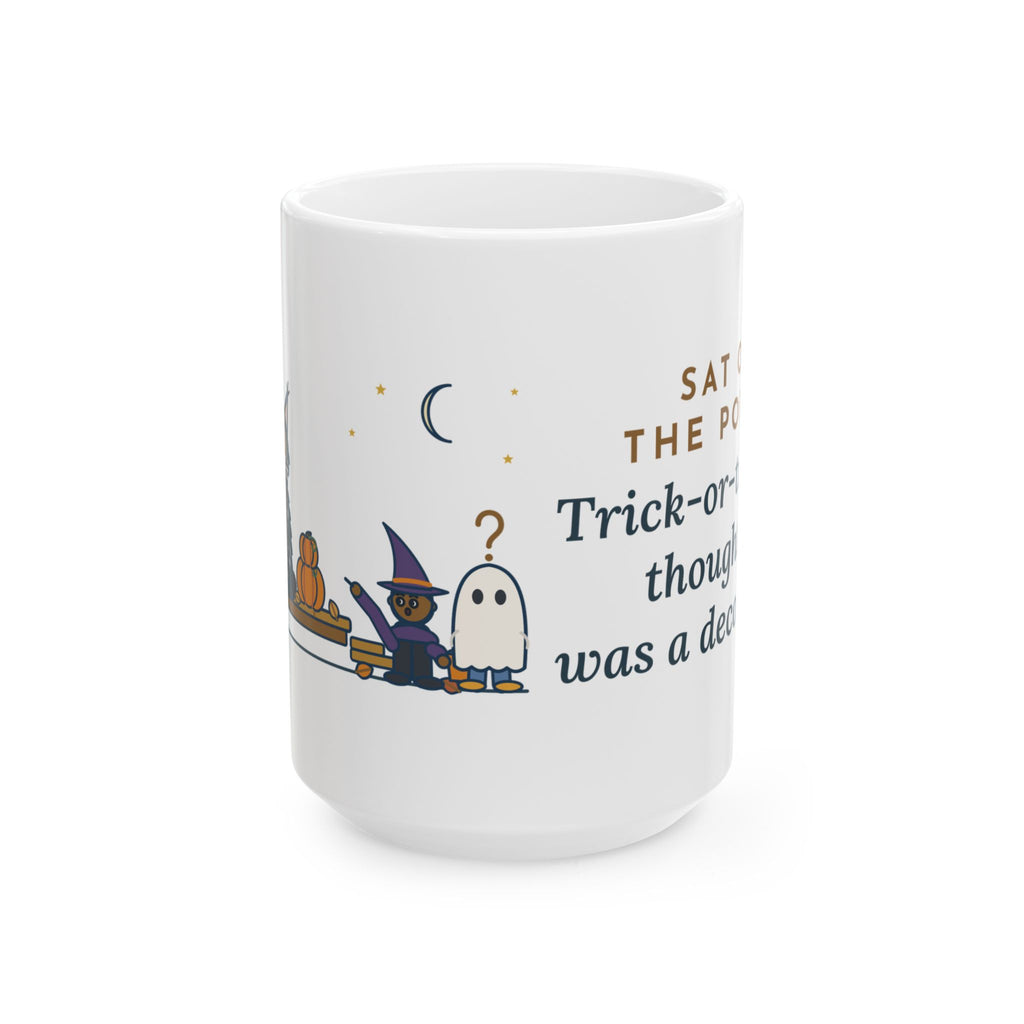 Large Lykoi Cat Mug 15oz - Trick-or-Treaters Thought He Was a Decoration, Halloween Cat Mug