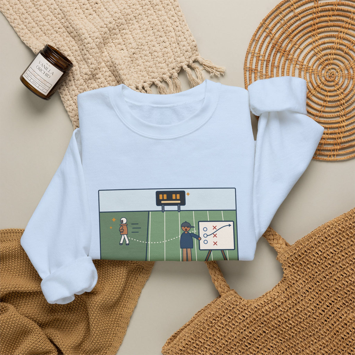 Football Coach Sweatshirt, Drew Up the Play, The Quarterback Ran It Backward and Scored, Funny Sideline Board Crewneck