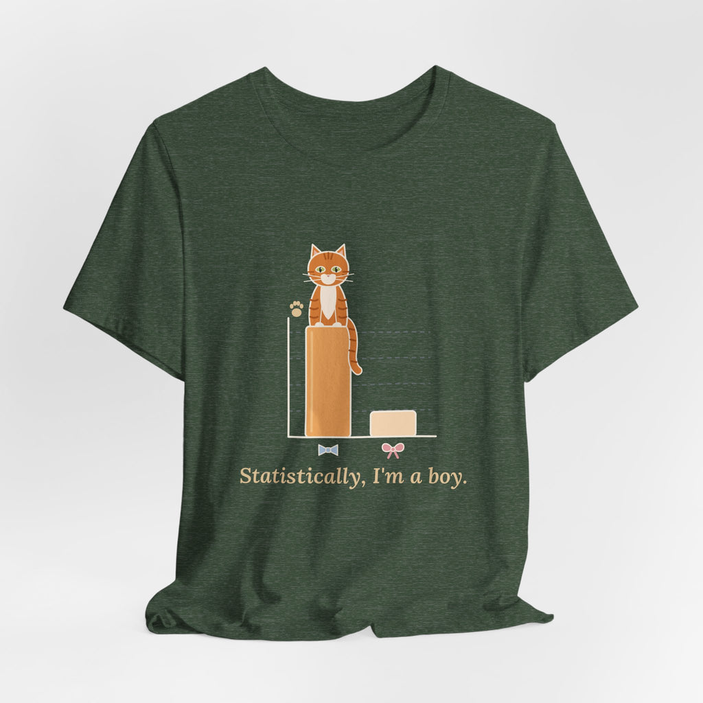 Orange Cat T-Shirt - Statistically, I'm a Boy. Funny Ginger Cat Owner Tee