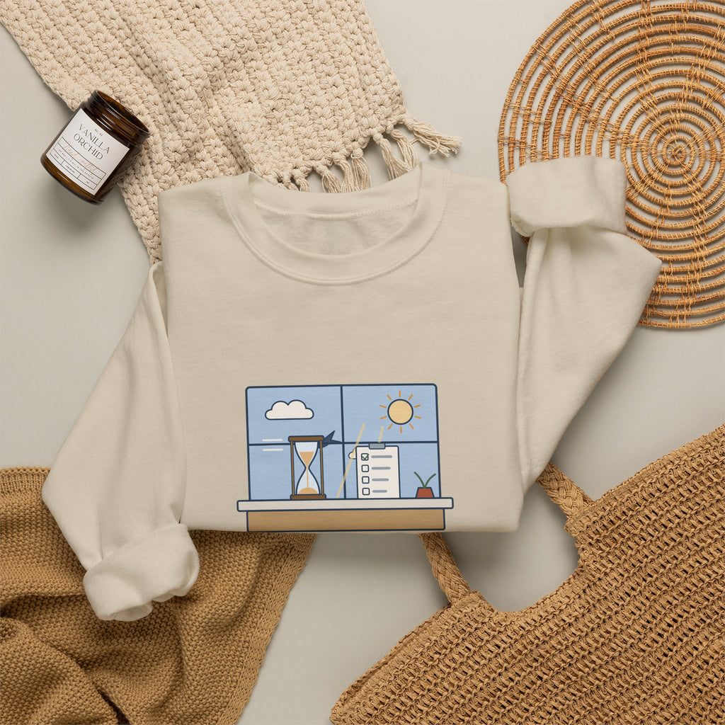 While We Are Postponing, Life Speeds By Sweatshirt, Stoic Seneca Quote Crewneck with Swift Past the Window