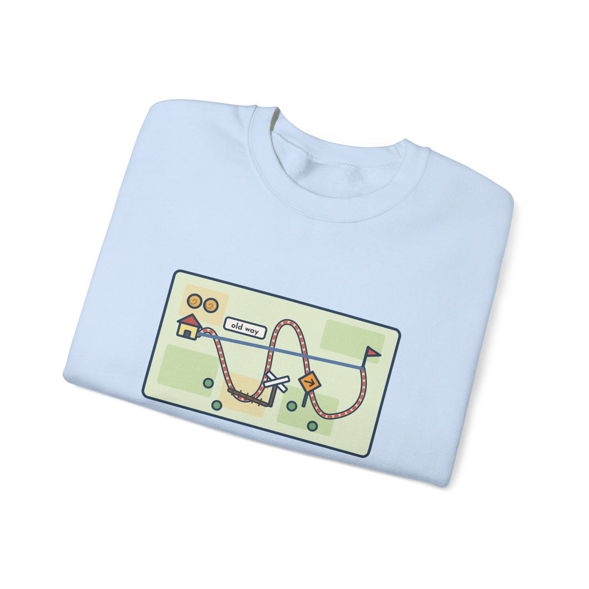Shortcut Sweatshirt, Tried the New One, Got There Ten Minutes Later Than the Old Way, Funny Hand-Drawn Route Crewneck