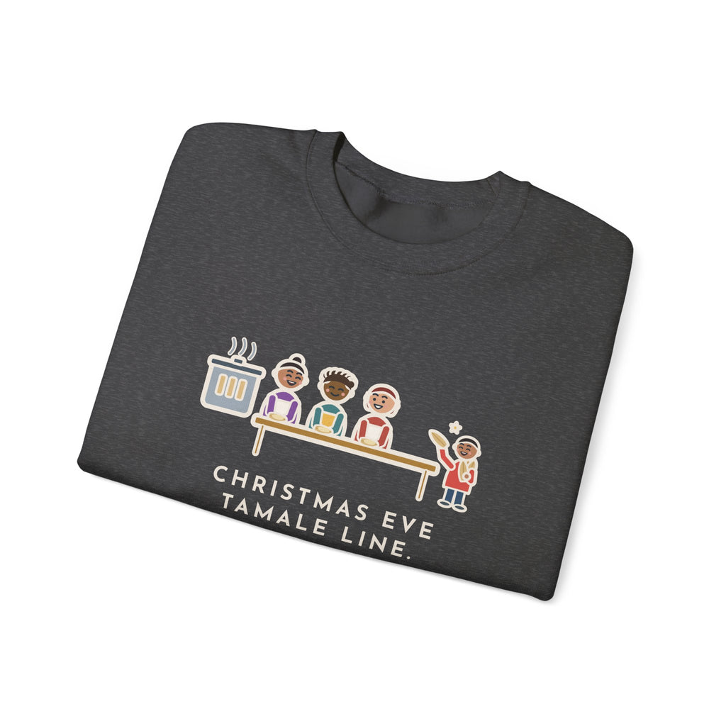 Christmas Eve Tamalada Sweatshirt, Twelve Aunts, Two Hundred Tamales, One Kid on Corn-Husk Duty, Funny Family Kitchen Crewneck