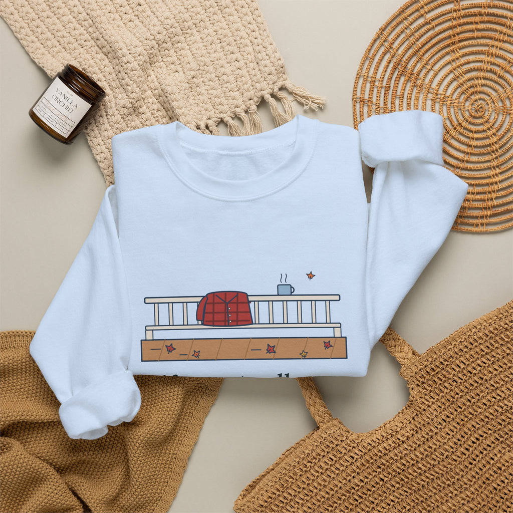Life Starts All Over Again When It Gets Crisp Sweatshirt, Fall Fitzgerald Quote Crewneck with Porch Morning