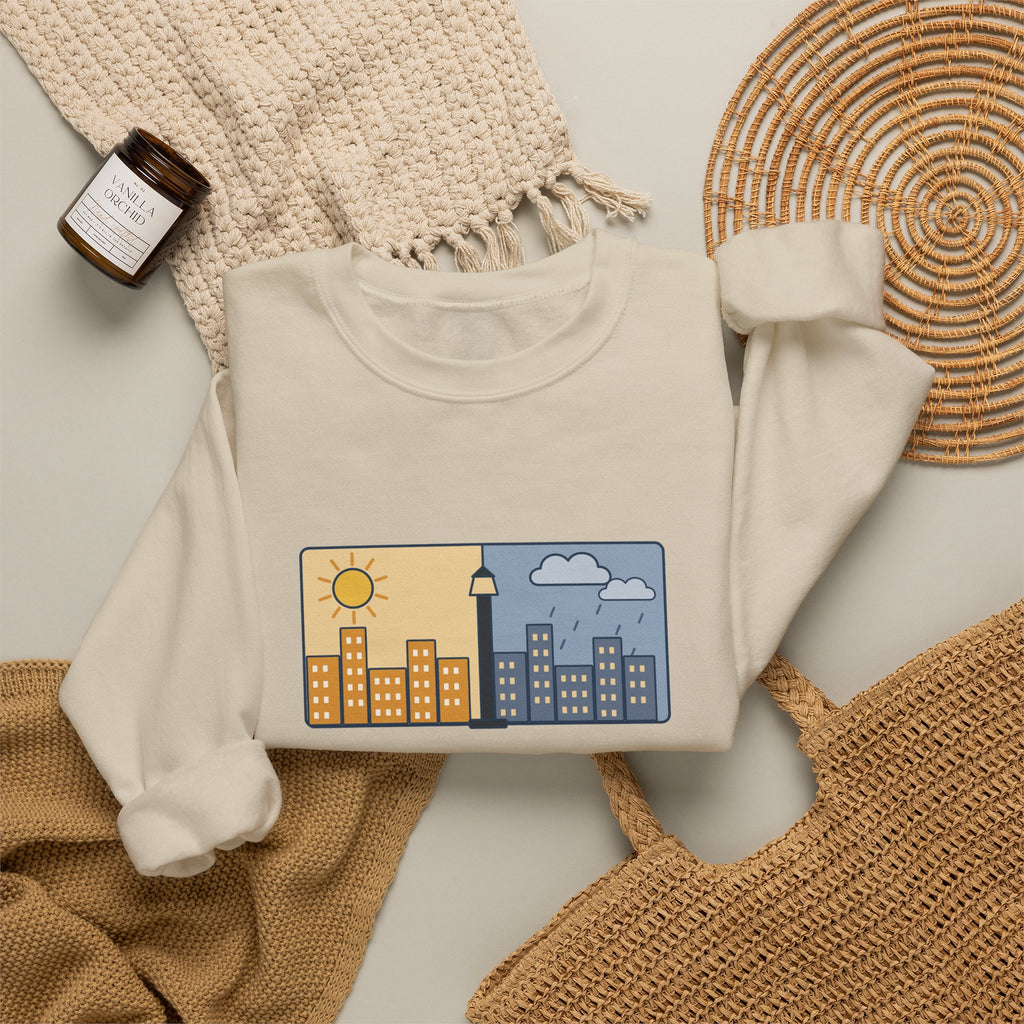 It Was the Best of Times, It Was the Worst of Times Sweatshirt, Literary Dickens Quote Crewneck with Split Skyline
