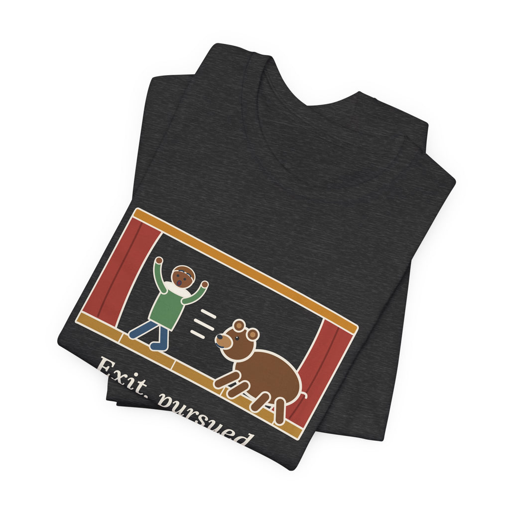 Shakespeare Quote T-Shirt, Exit, Pursued by a Bear, Theatre Stage Chase Tee