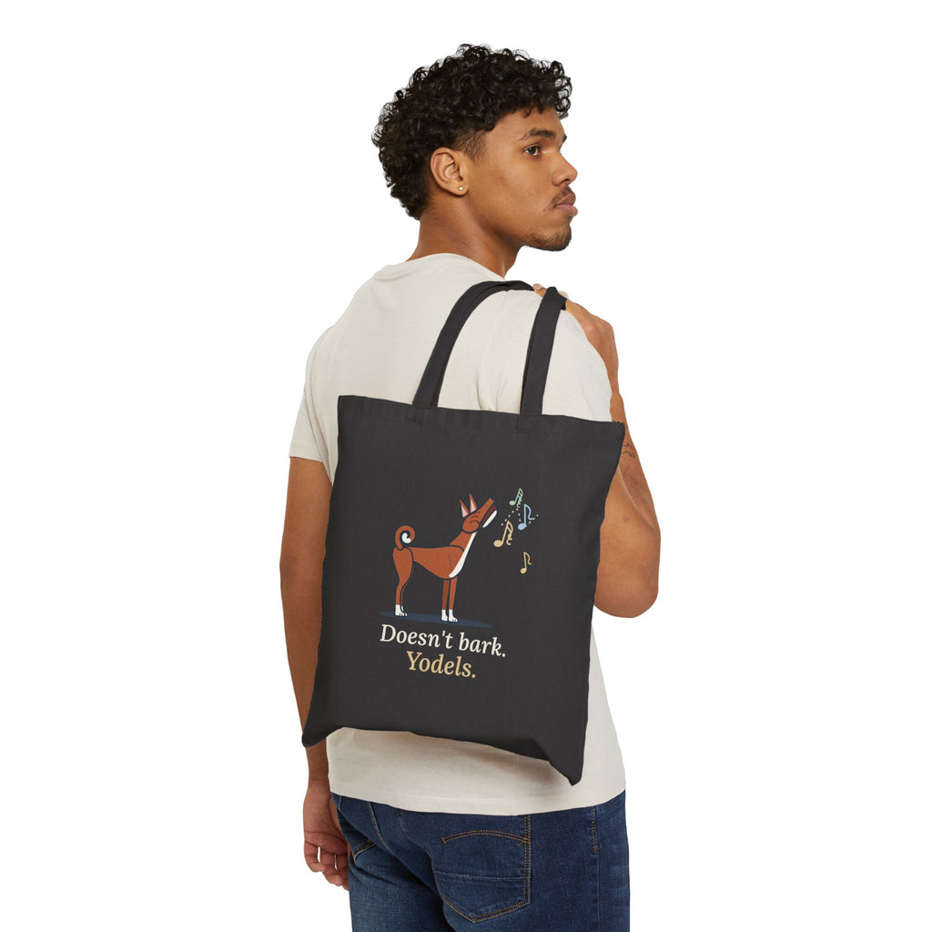 Basenji Tote Bag - Doesn't Bark. Yodels. Hound Lover Tote
