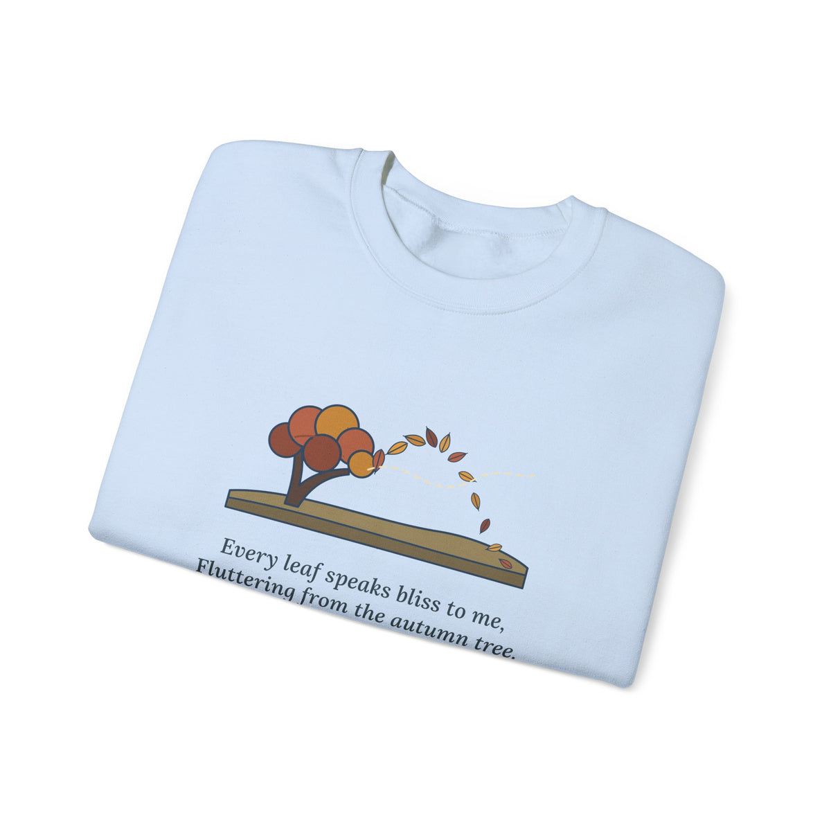 Every Leaf Speaks Bliss to Me Sweatshirt, Autumn Emily Brontë Quote Crewneck with Windswept Moor Tree