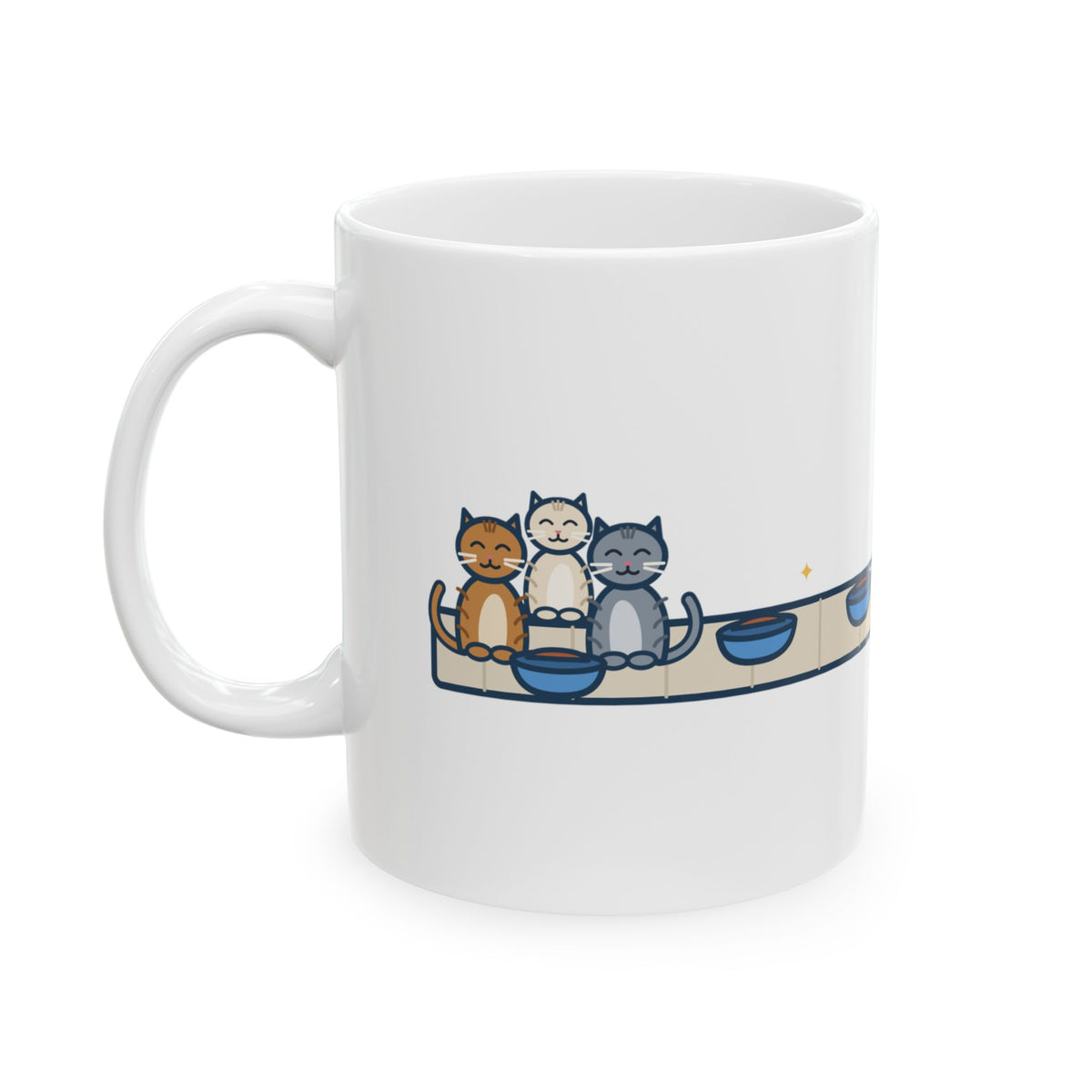 Three Cats Mug, Three Bowls of the Same Food, Every Cat Wants the One on the Left, Funny Coffee Mug 11oz