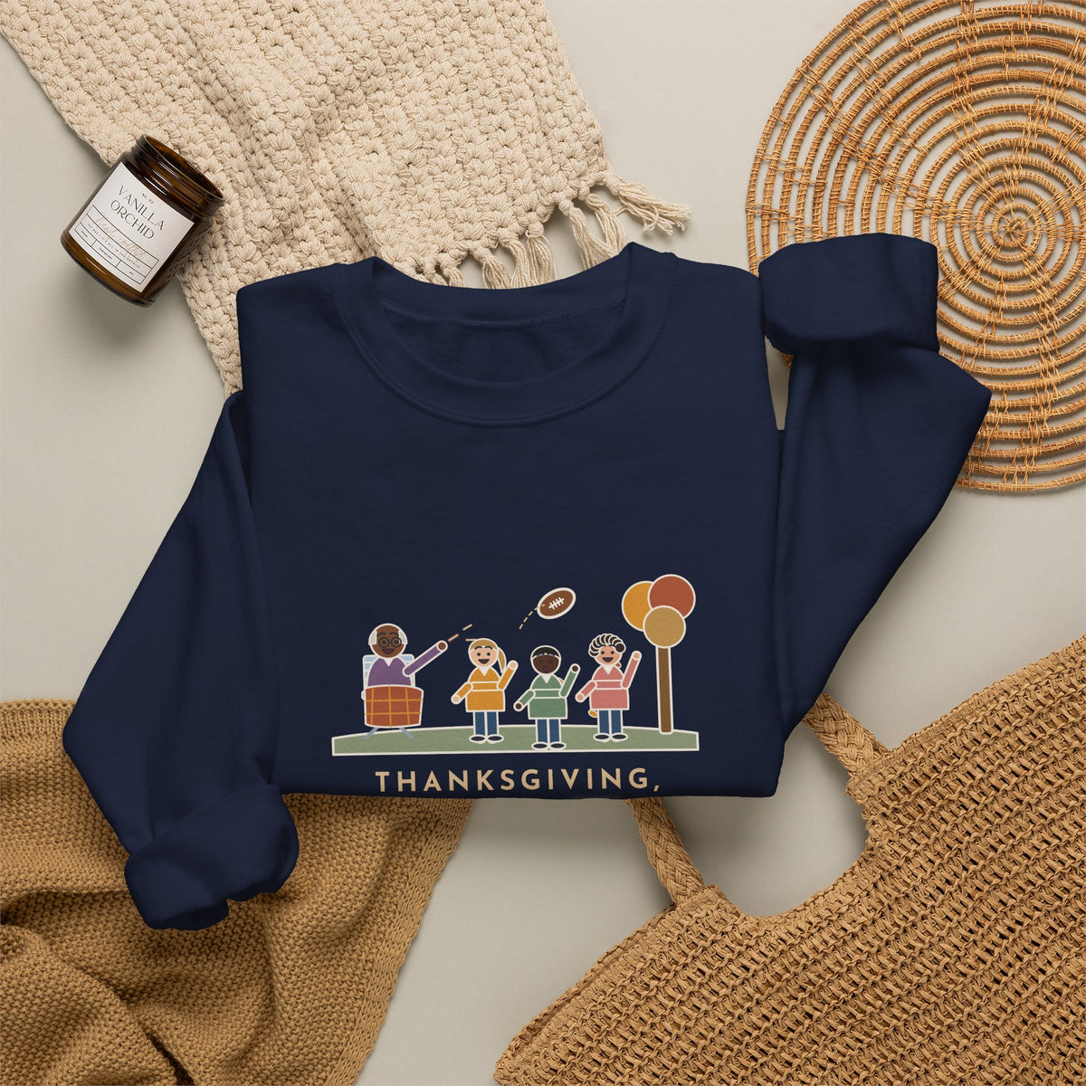 Thanksgiving Sweatshirt, Touch Football in the Yard, Grandpa Called Every Play from a Lawn Chair, Funny Family Yard Game Crewneck