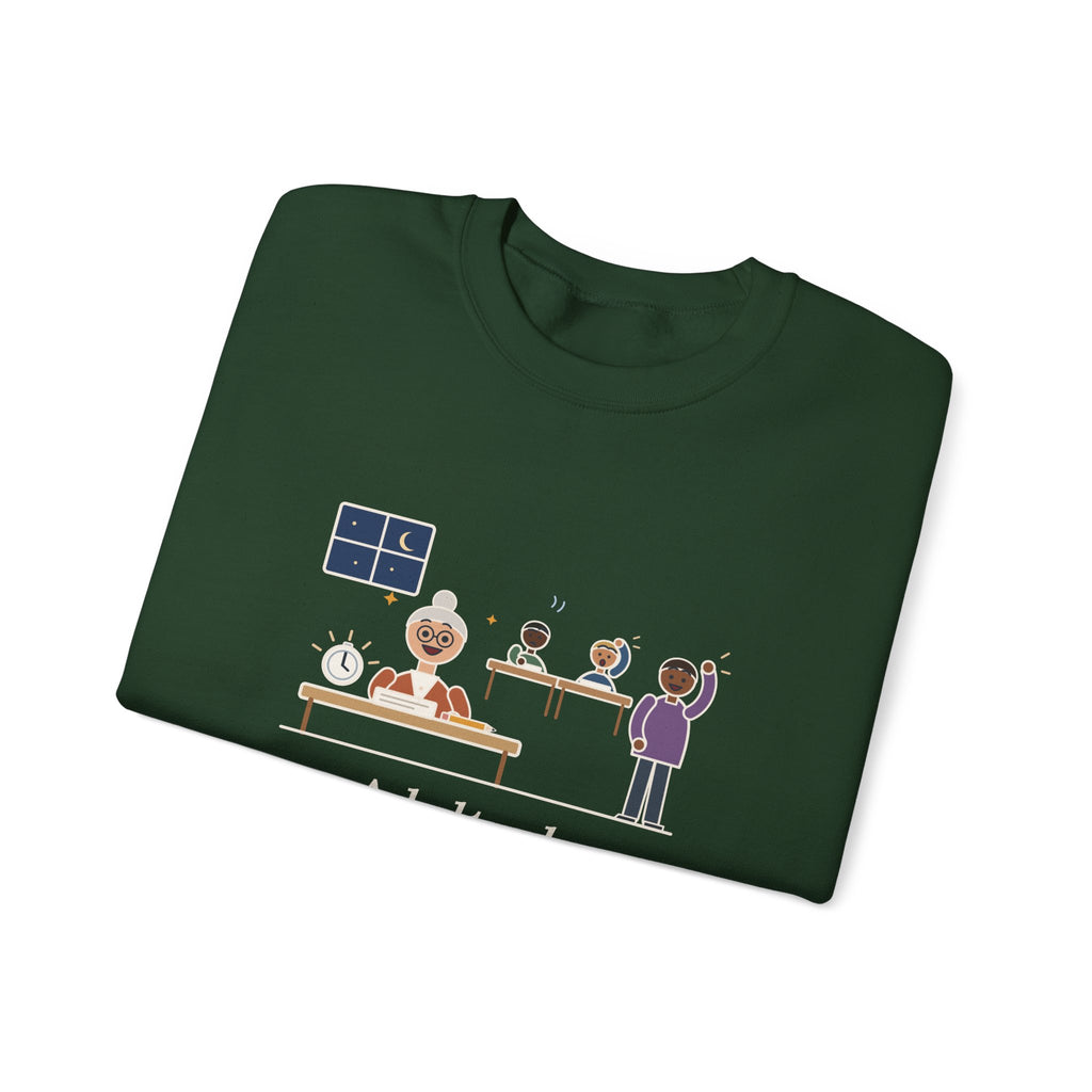 Adult Education Teacher Crewneck Sweatshirt - Grandma Finished the Math Section First
