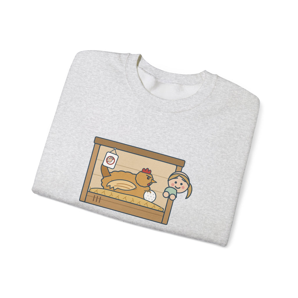 Backyard Chickens Crewneck Sweatshirt - She's Been Sitting on a Golf Ball for Three Days
