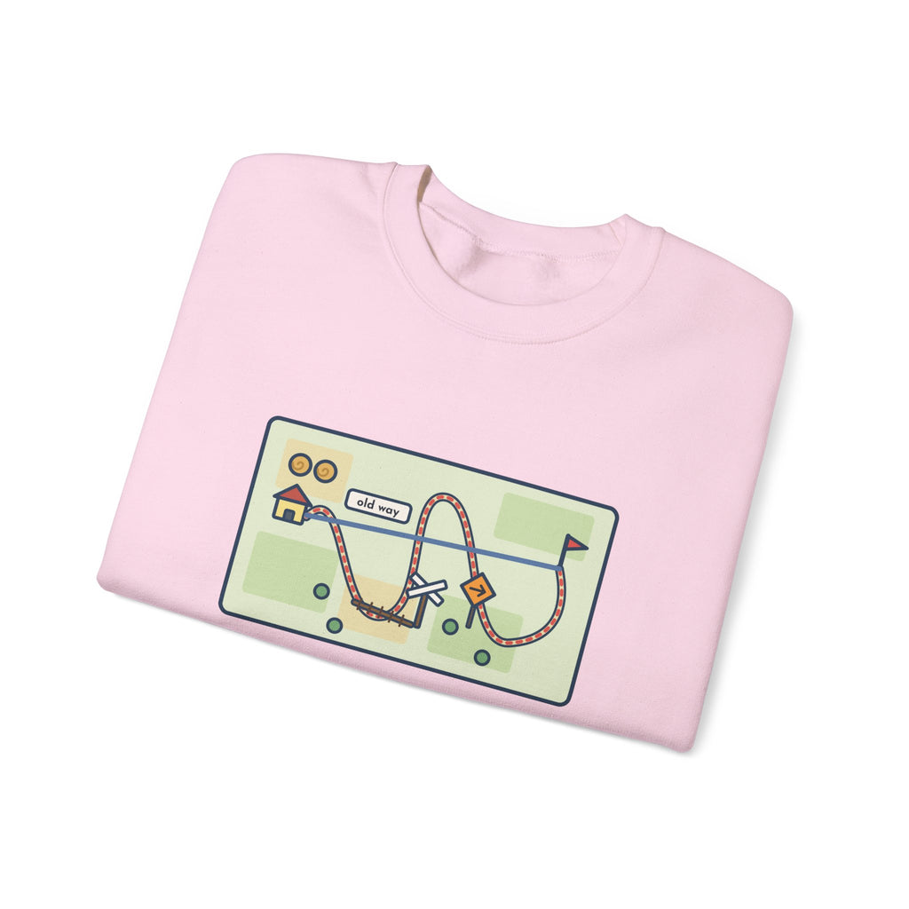 Shortcut Sweatshirt, Tried the New One, Got There Ten Minutes Later Than the Old Way, Funny Hand-Drawn Route Crewneck