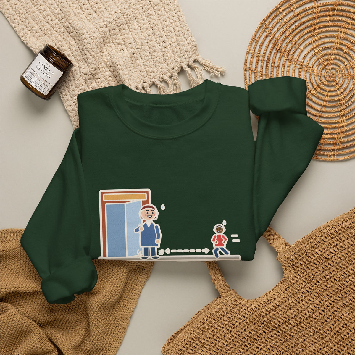Holding the Door Sweatshirt, For Someone Twenty Feet Away, We Both Jogged, Funny Shop Entrance Crewneck