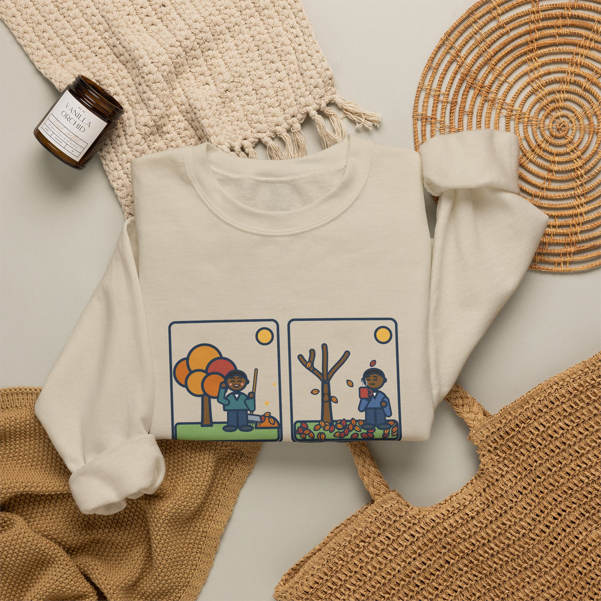Leaf Raking Sweatshirt, Raked the Whole Yard Saturday, Sunday Morning the Tree Dropped the Rest, Funny Fall Yard Crewneck