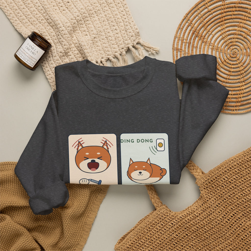 Shiba Inu Crewneck Sweatshirt - Screams at Nail Trims. Ignores the Doorbell.
