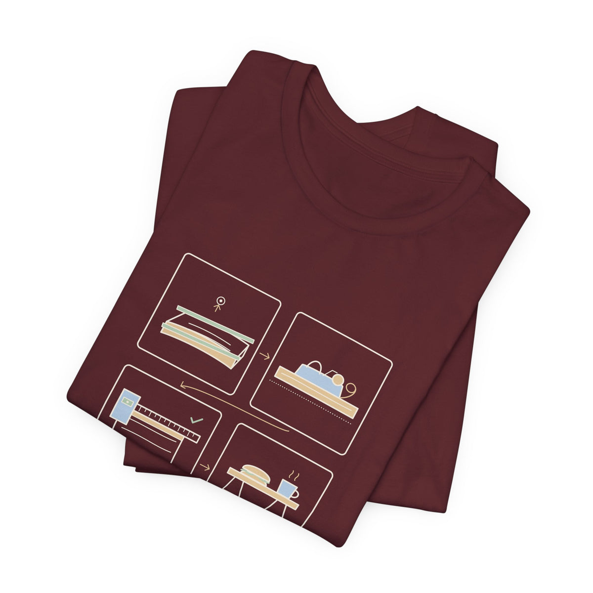 Woodworking T-Shirt - Flat, Straight, Square. Then Lunch. Woodworker Tee