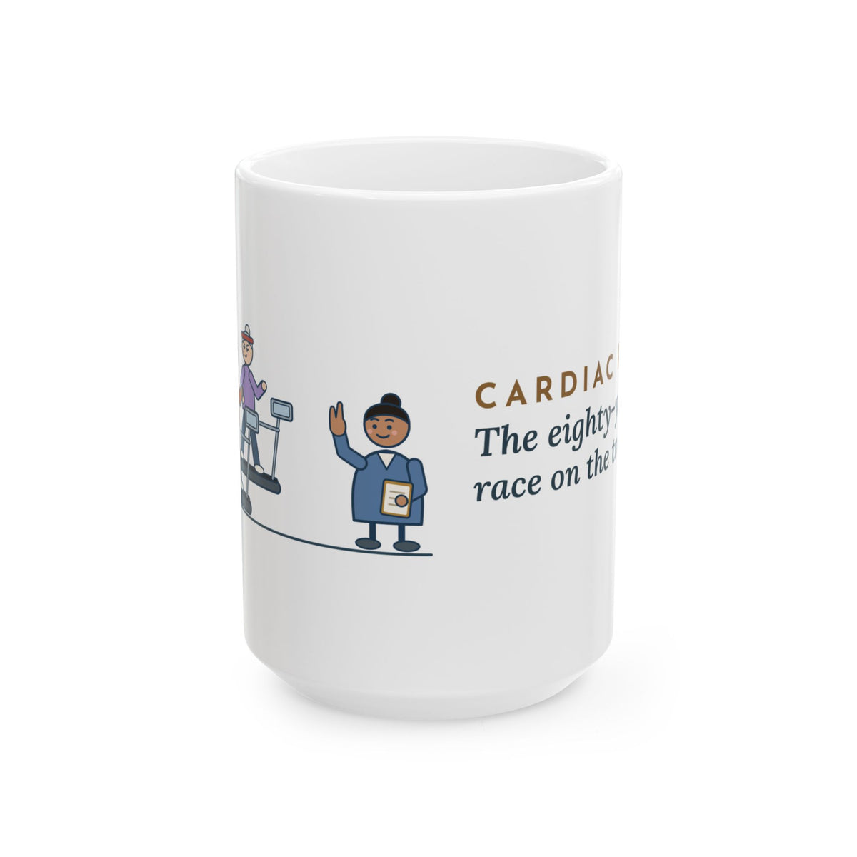 Large 15oz Cardiac Rehab Nurse Mug - Eighty-Year-Olds Race on the Treadmills