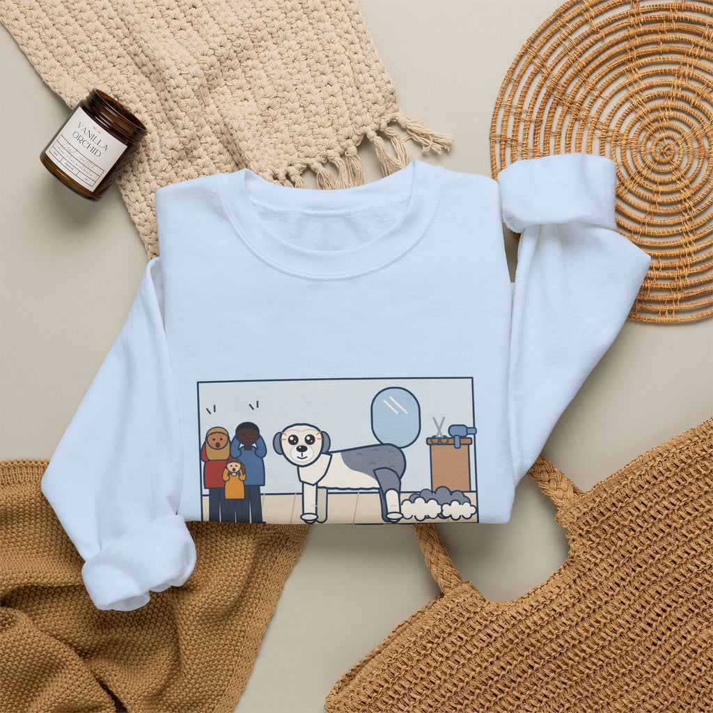 Old English Sheepdog Sweatshirt, Got a Haircut, We Met His Eyes for the First Time, Funny Grooming Day Crewneck