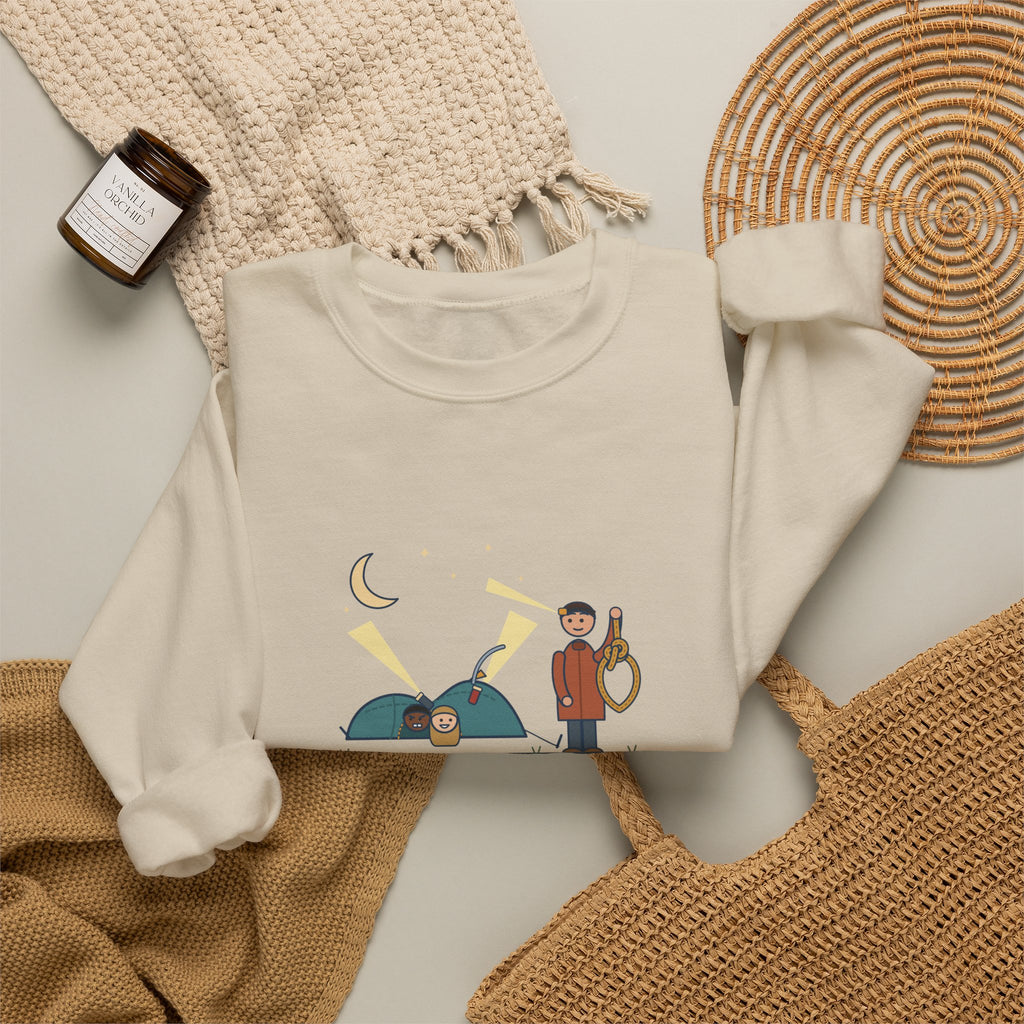 Outdoor Education Teacher Crewneck Sweatshirt - Knots for an Hour, Tent Fell at Midnight