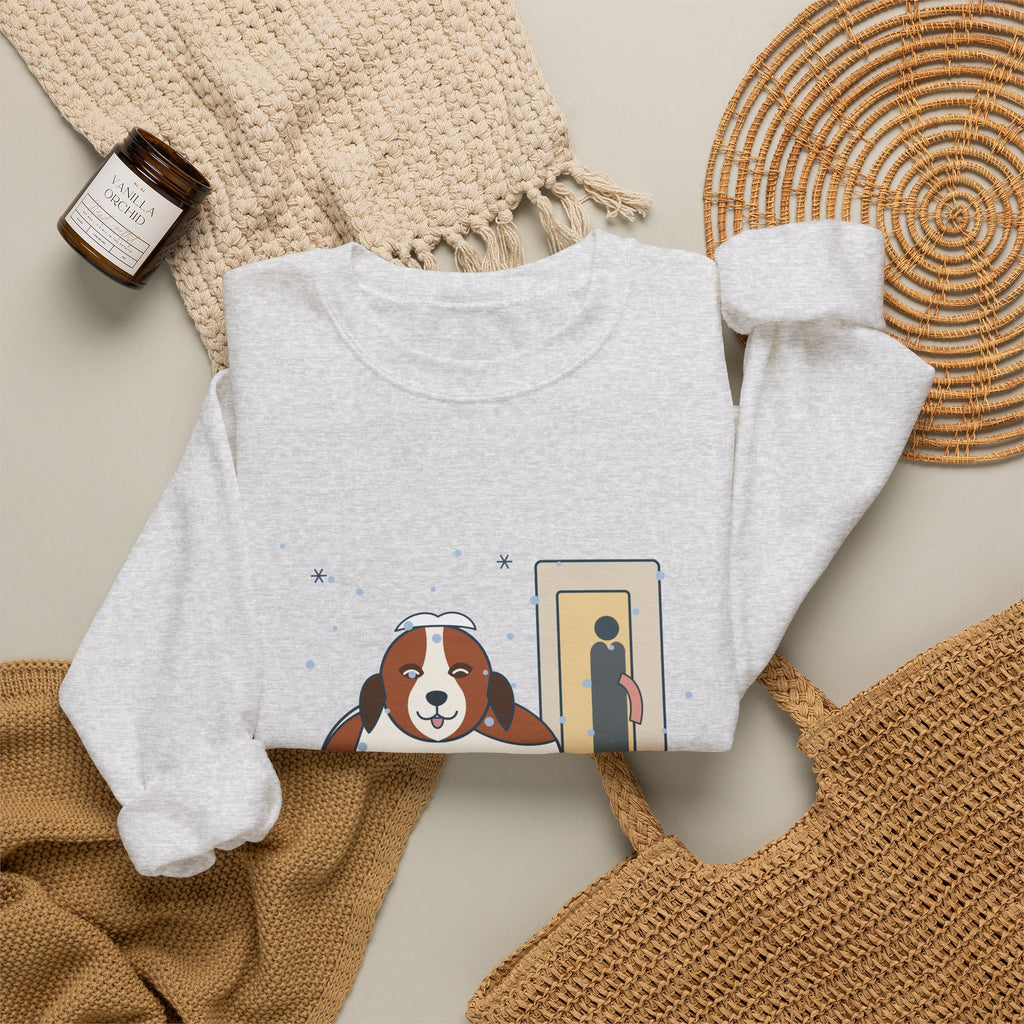 Saint Bernard Winter Crewneck Sweatshirt - Inside Dog Until the First Big Snow Big Dog Gift