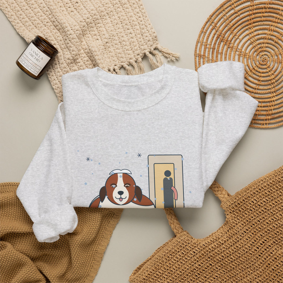 Saint Bernard Winter Crewneck Sweatshirt - Inside Dog Until the First Big Snow Big Dog Gift