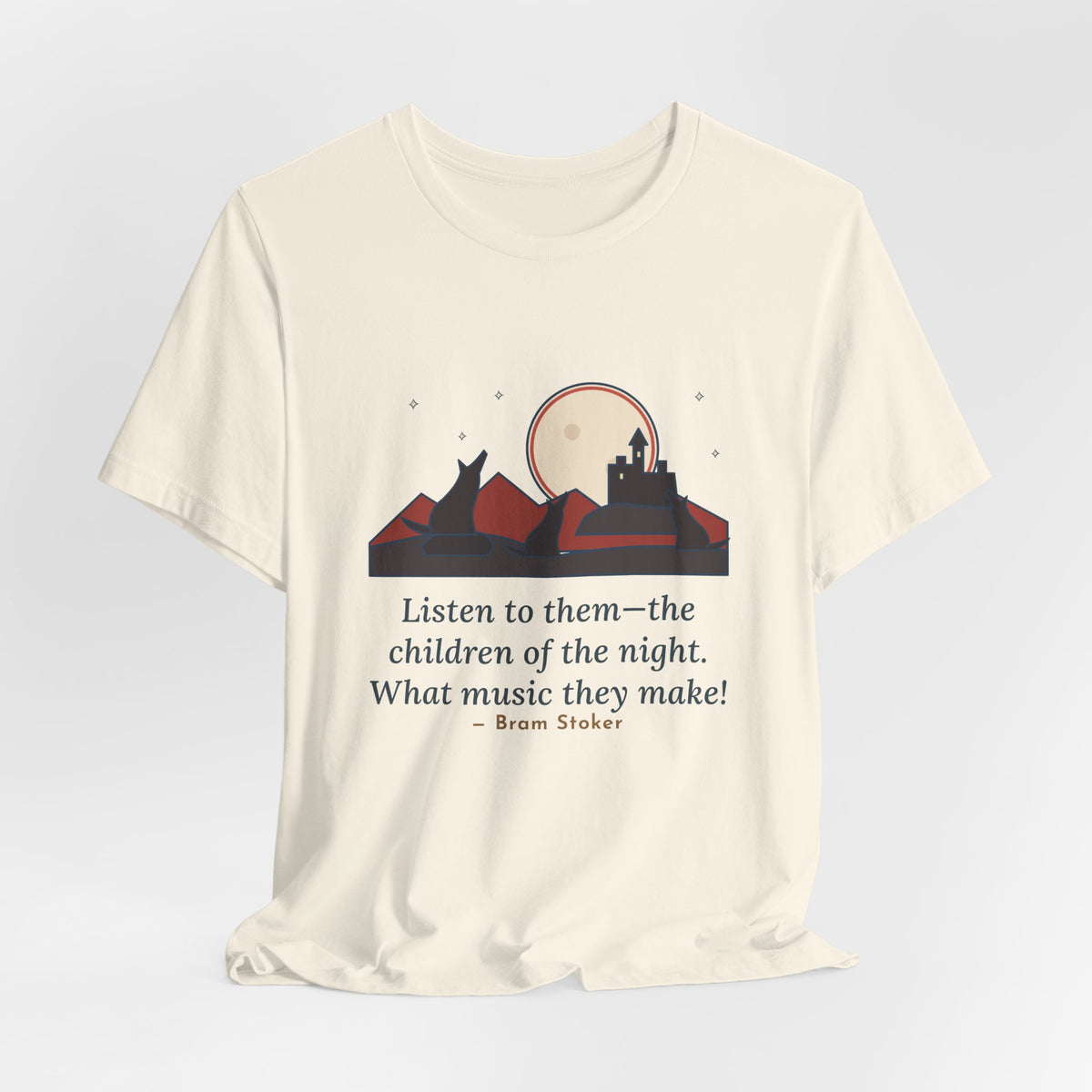 Bram Stoker Quote T-Shirt, The Children of the Night, Gothic Wolves and Red Moon Tee