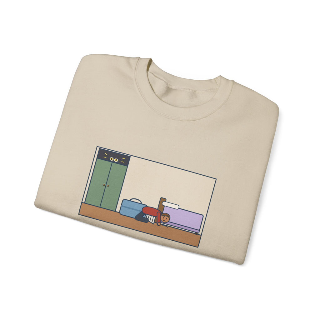 Vet Day Cat Sweatshirt, Got the Cat Carrier Out, The Cat Vanished for Three Hours, Funny Cabinet Hideout Crewneck
