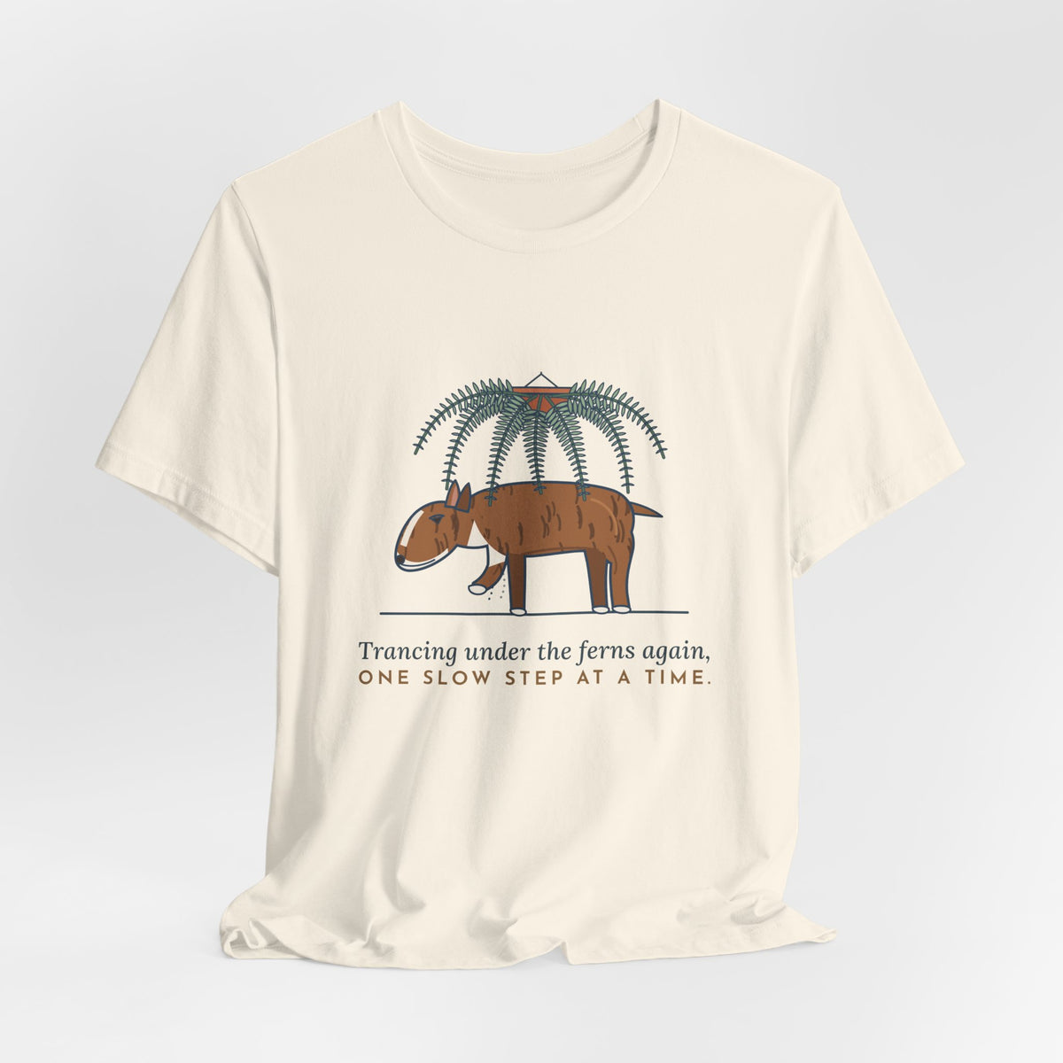 Bull Terrier T-Shirt - Trancing Under the Ferns Again Funny Ghost Walking Dog Tee