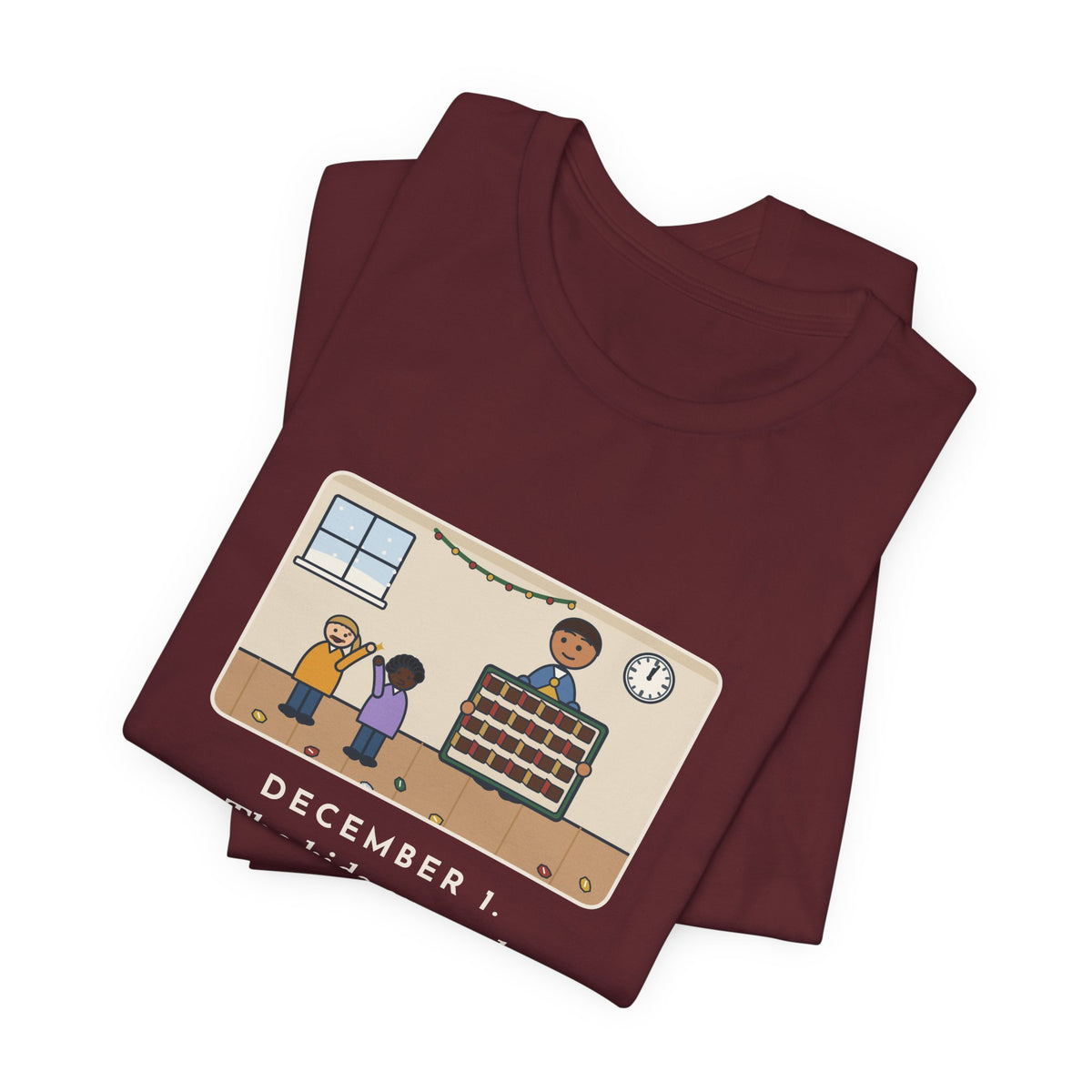 Funny Countdown Calendar T-Shirt, December 1, the Kids Opened All Twenty-Four Little Doors by Lunch, December Kitchen Tee