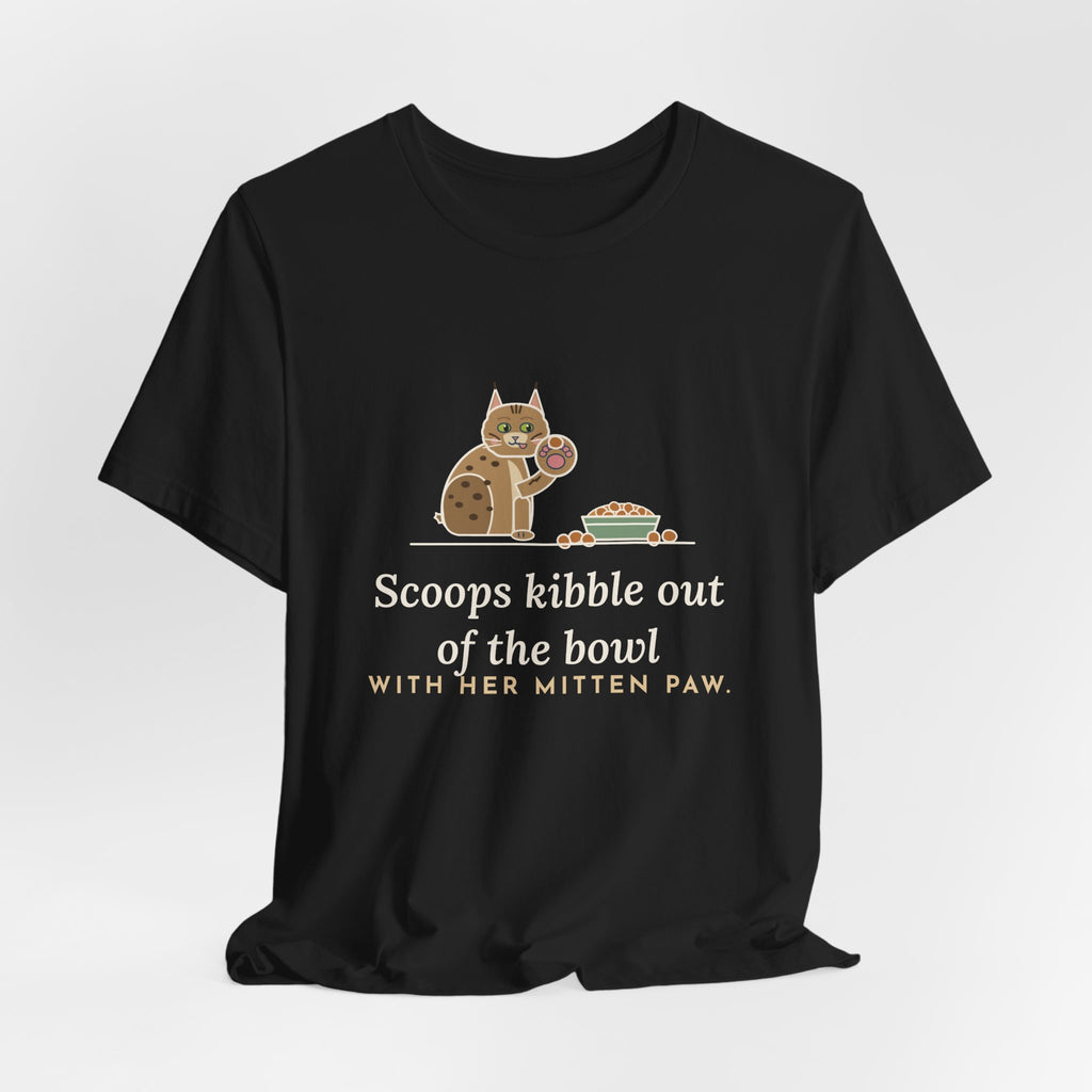 Pixiebob Cat T-Shirt - Scoops Kibble Out of the Bowl With Her Mitten Paw