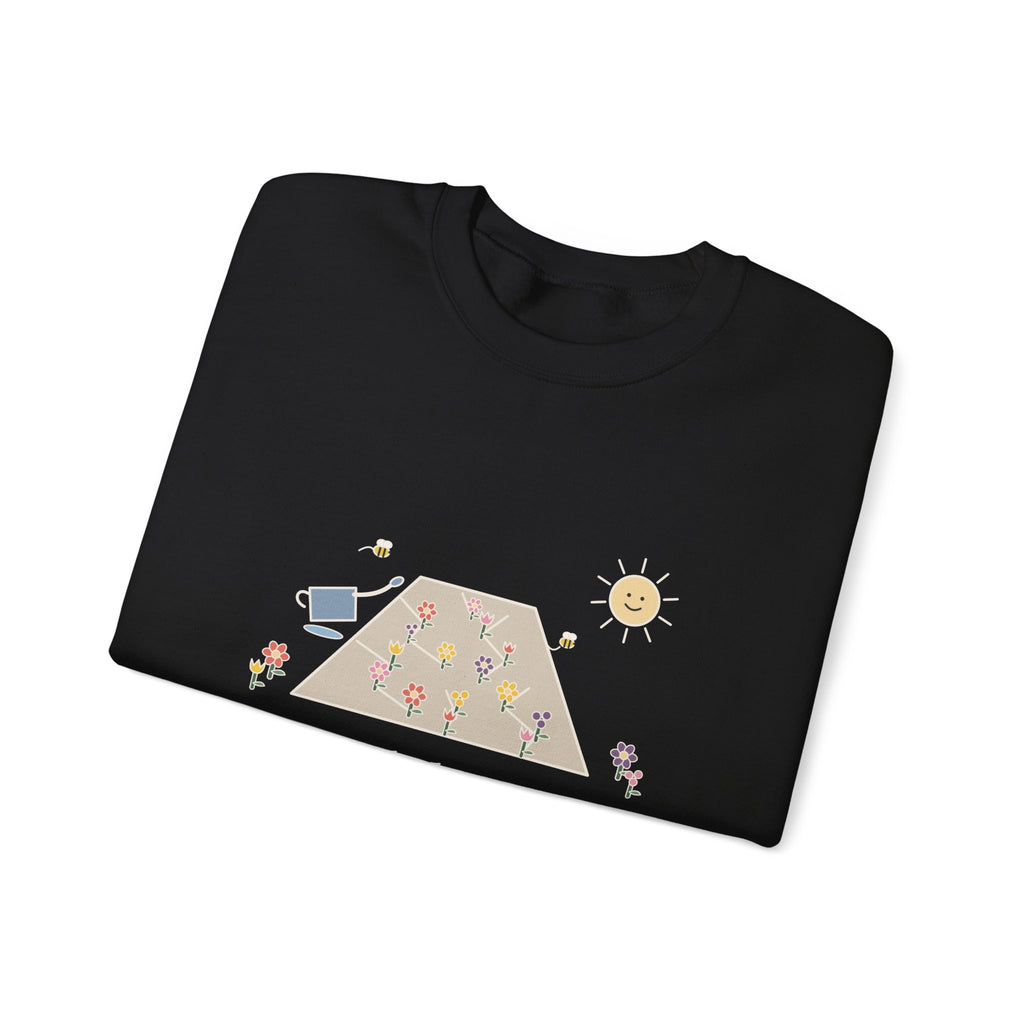 Earth Laughs in Flowers Sweatshirt, Garden Emerson Quote Crewneck with Wildflower Path