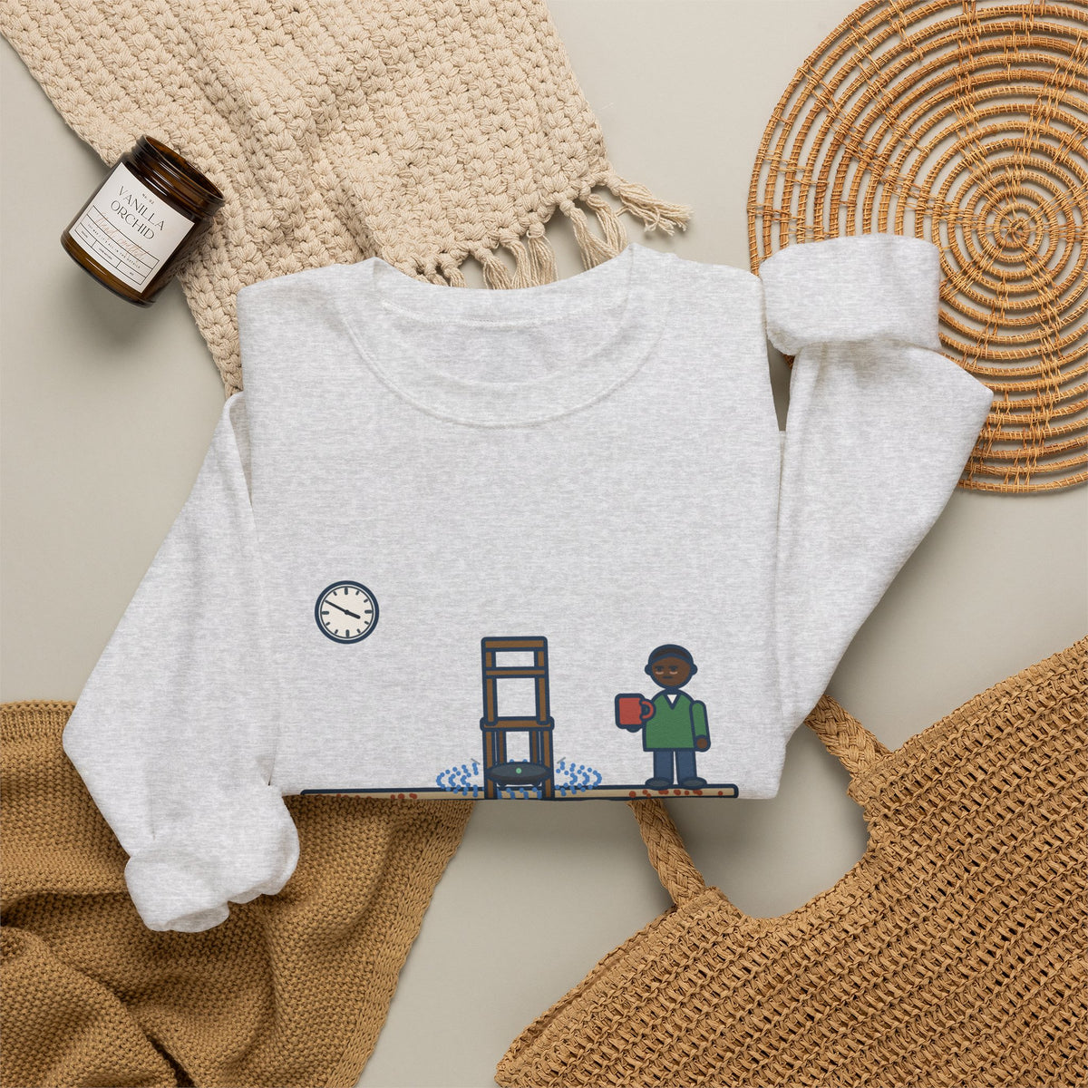 Robot Vacuum Sweatshirt, Ran for an Hour, Spent Fifty Minutes Under the Same Chair, Funny Chair Loop Crewneck