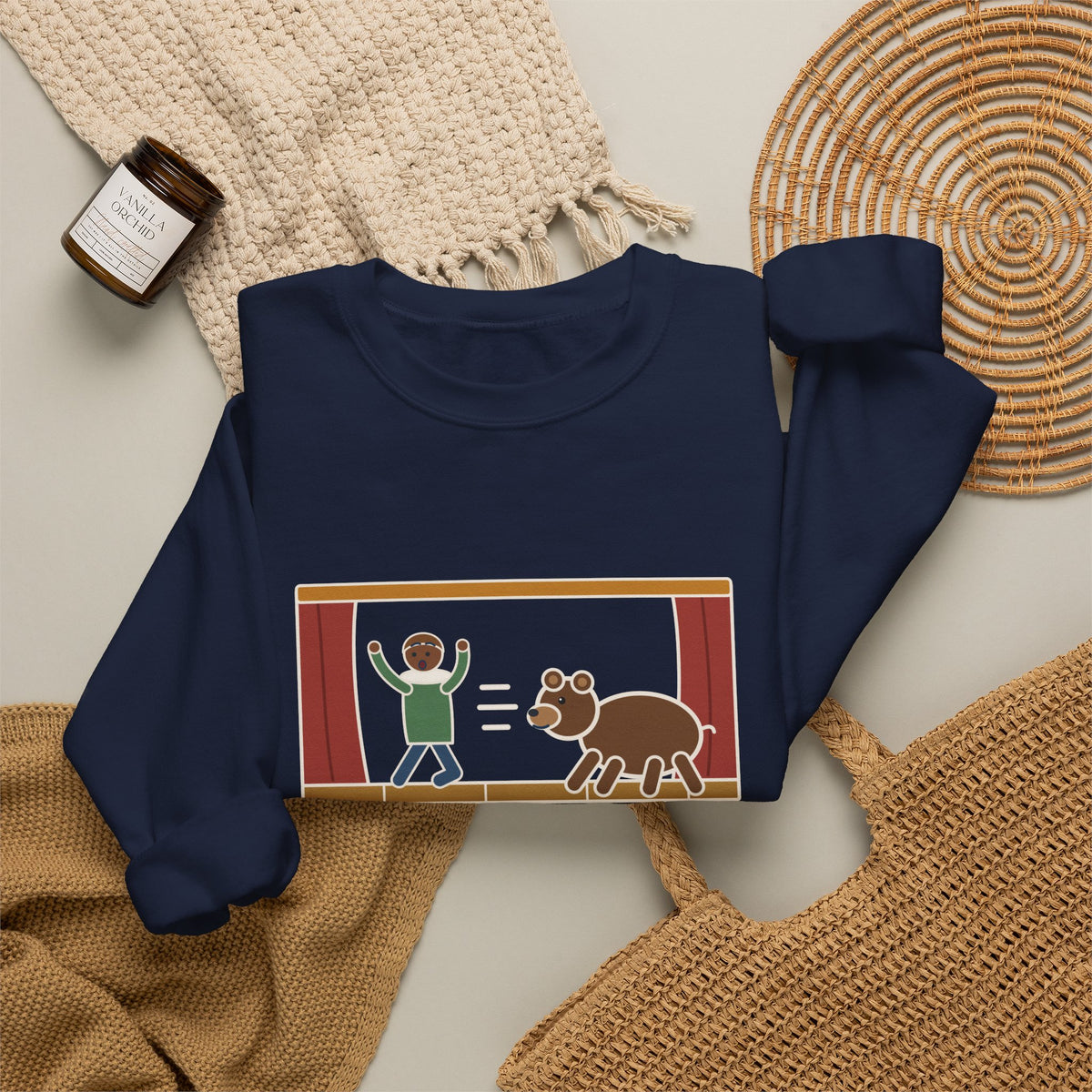 Exit, Pursued by a Bear Sweatshirt, Theatre Shakespeare Quote Crewneck with Stage Chase