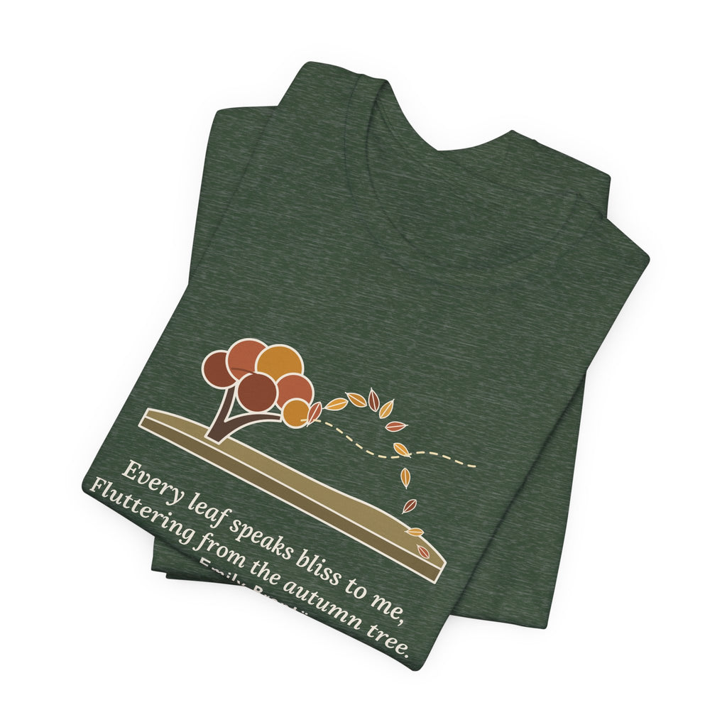 Emily Brontë Quote T-Shirt, Every Leaf Speaks Bliss to Me, Autumn Windswept Moor Tree Tee