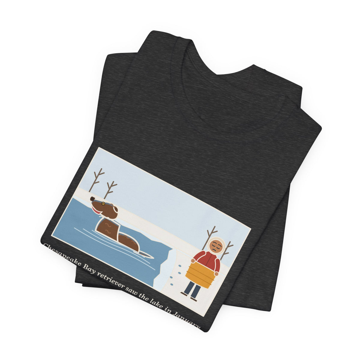 Funny Chesapeake Bay Retriever T-Shirt, Saw the Lake in January and Went In Anyway, Twice, Winter Lake Tee